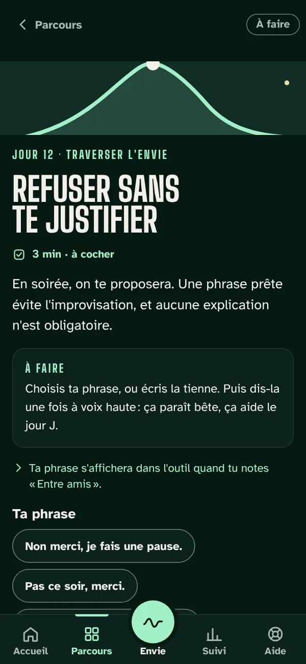Jour 12 du parcours : refuser sans te justifier, 3 minutes